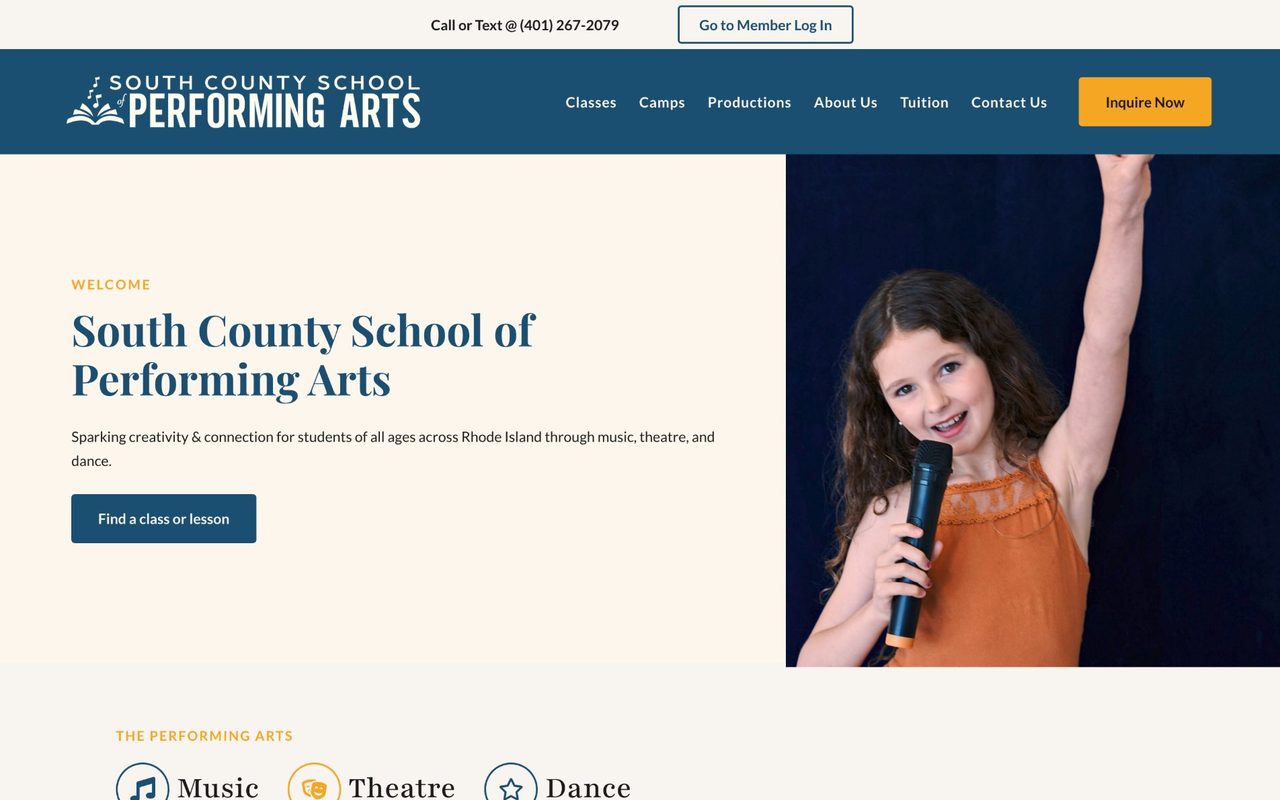 The proposed homepage redesign: one clear nav bar, a welcome headline, and a Find a class or lesson button.